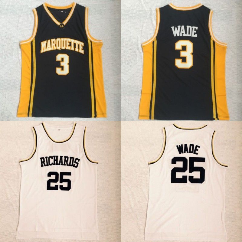 Dwyane Wade Mens Marquette Golden Eagles College Basketball Jerseys Richards High School 25 Dwyane Wade White Stitched Jersey