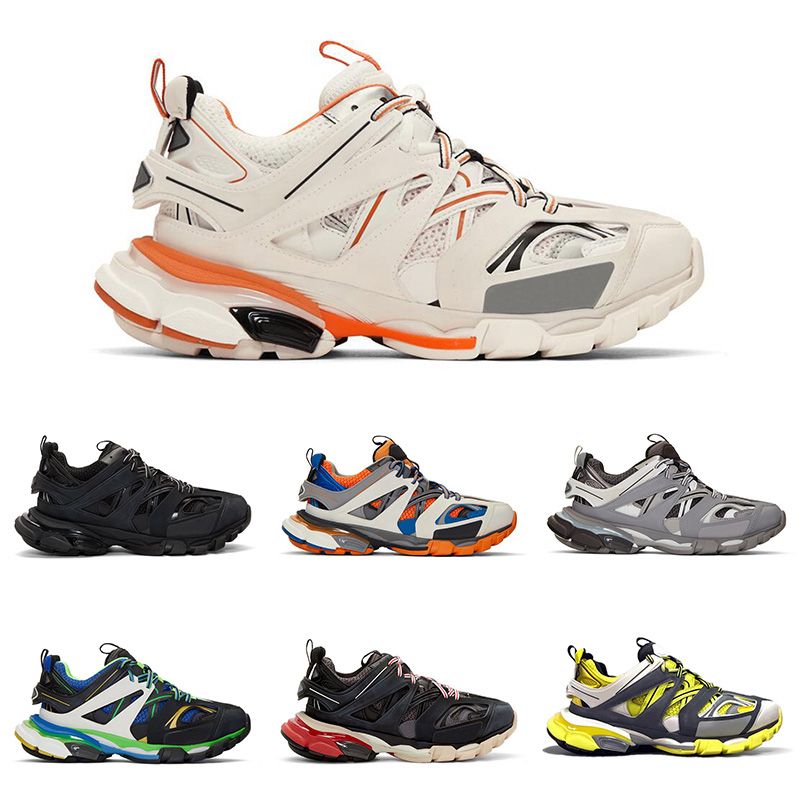 Balenciaga Track Trainers In Black Blue & Green Mesh