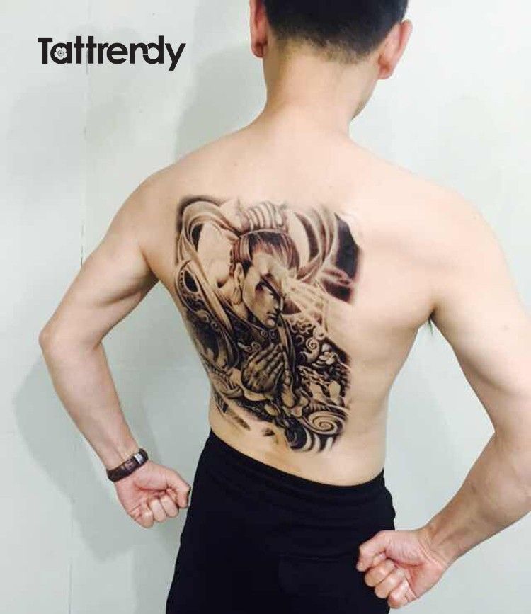 Acheter Plein Dos Tatouage Coloré Koi Lotus Carpe Imperméable Autocollant Temporaire De Tatouage Hommes Cool Grands Tatouage Flash Femmes Faux Taty