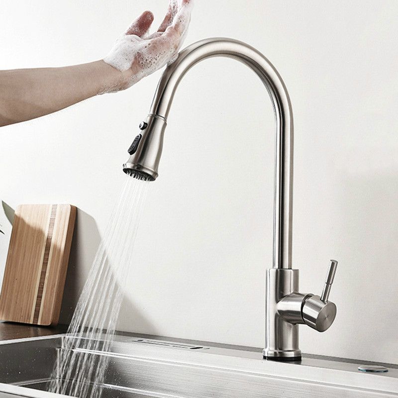 Smart Touchless Sense Kitchen Faucet Pull Out Double Water Setting Solid Brass Sink Hot And Cold Mixer Deck Mounted Tap