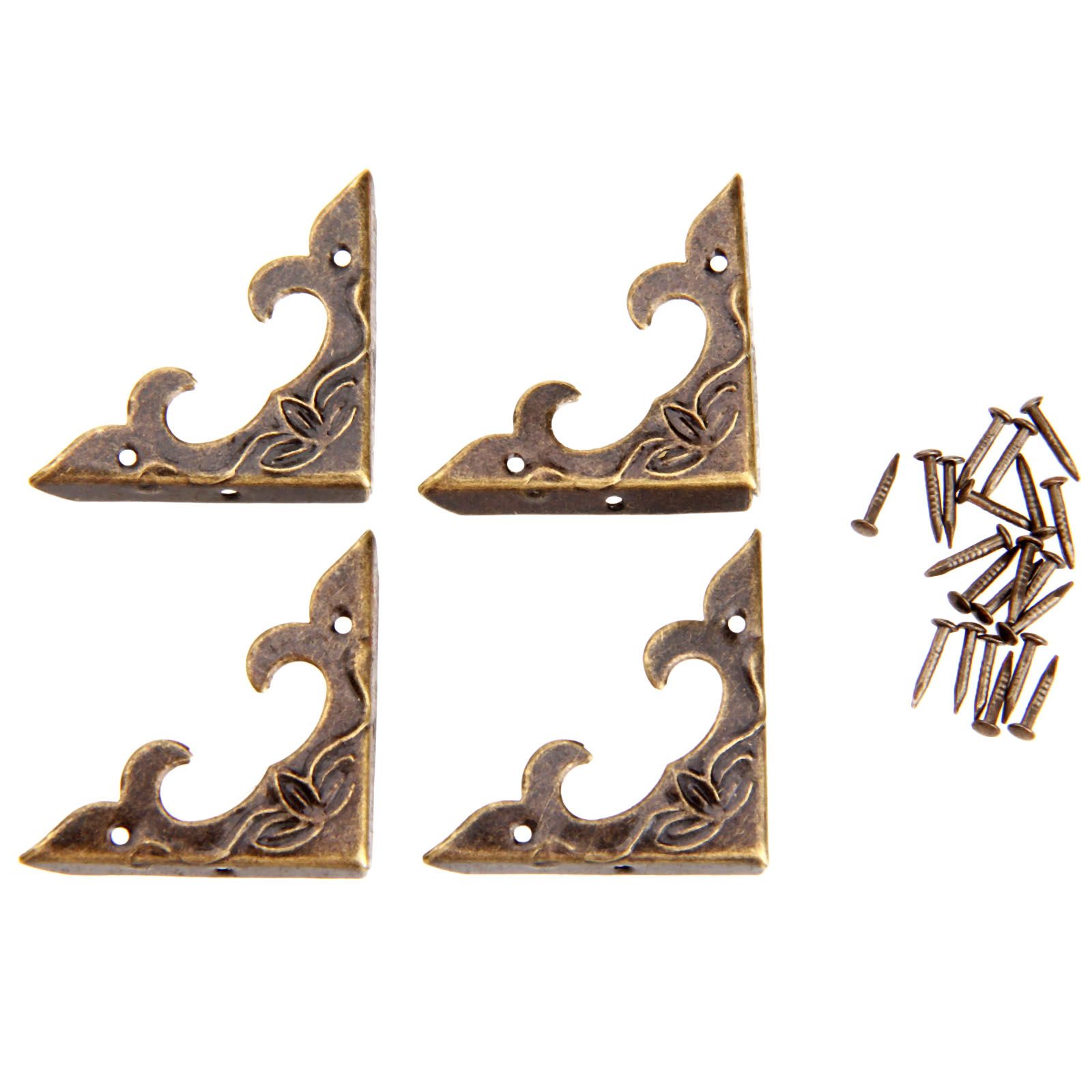 Protectors For 20pc Antique Brass Brackets Jewelry Gift Box Wood Case Decorative Feet Leg Metal Corner Protector Furniture