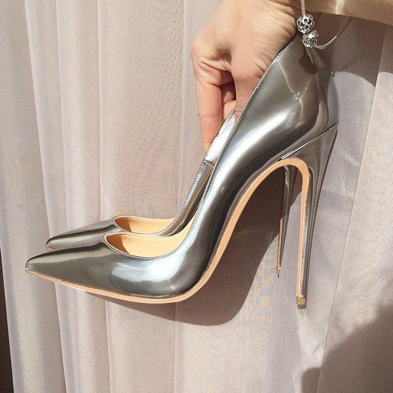silver high heels uk