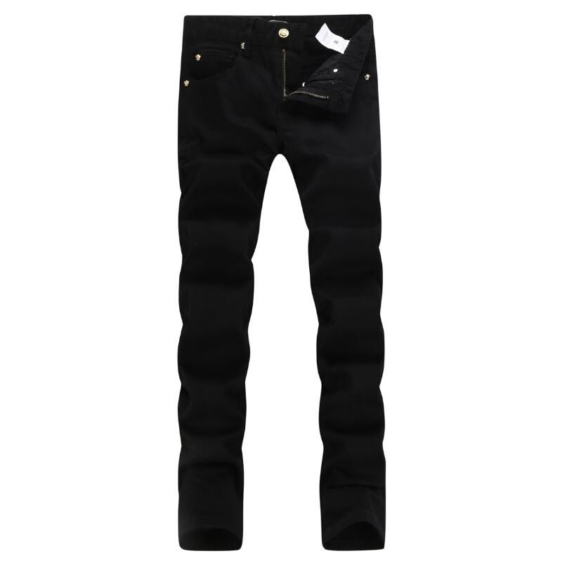 2019 New 2019 Men Black White Denim Jeans Cotton Fashion Tight Spring ...