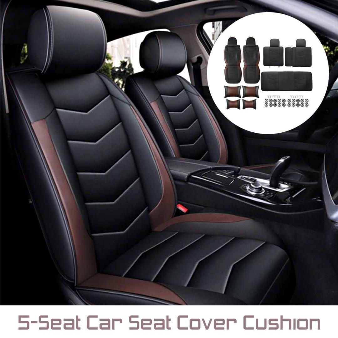 13pcs Car 3d Full Surround Front Rear Pu Leather Auto Seat Cover Protector Set Styling Universal For 5 Seats Four Season