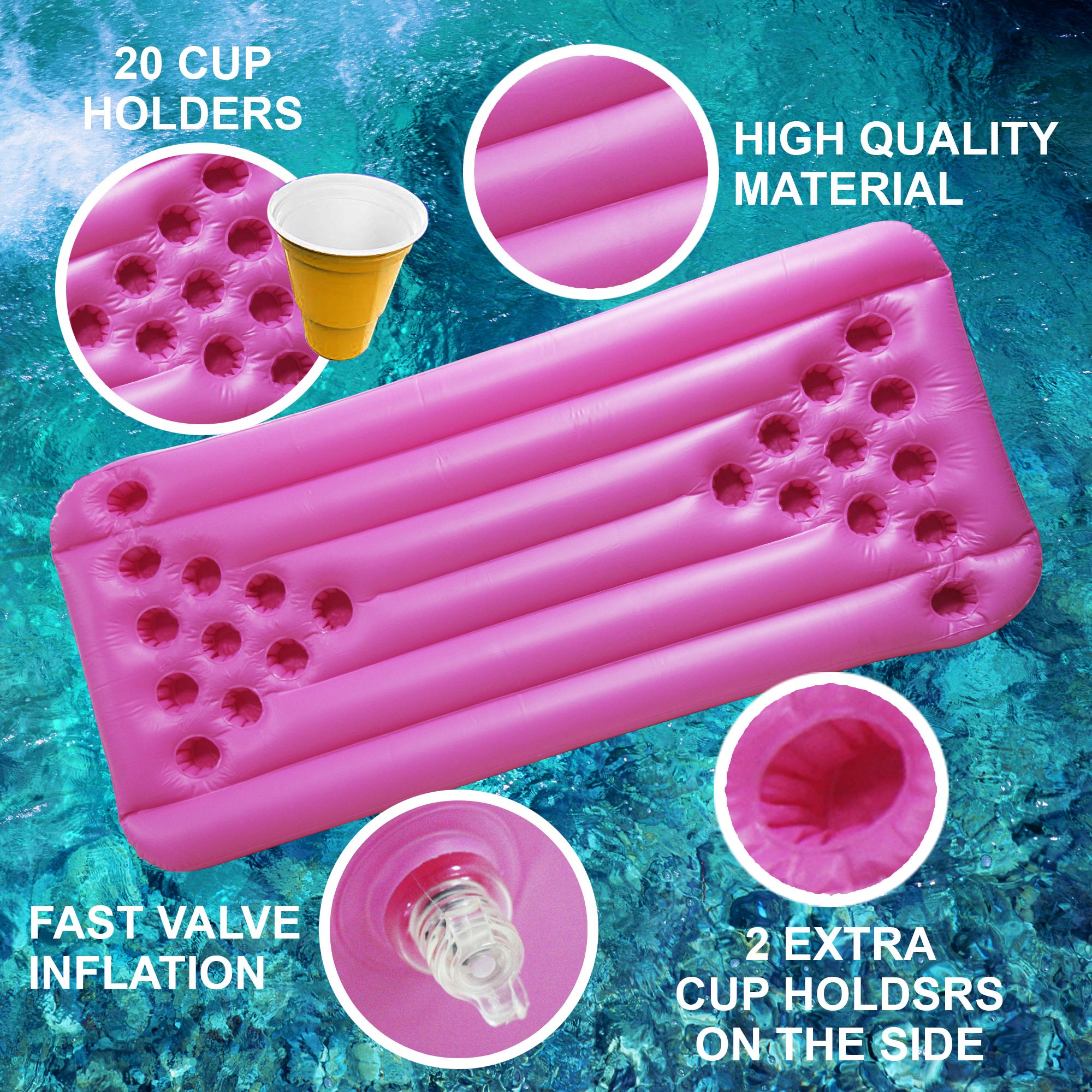 1 8m 0 8m Pink Beer Pong Portable Cup Tables Game Floats Pool Party Games Floating Row Raft Lounger Inflatable Pvc Deck Chair Adult