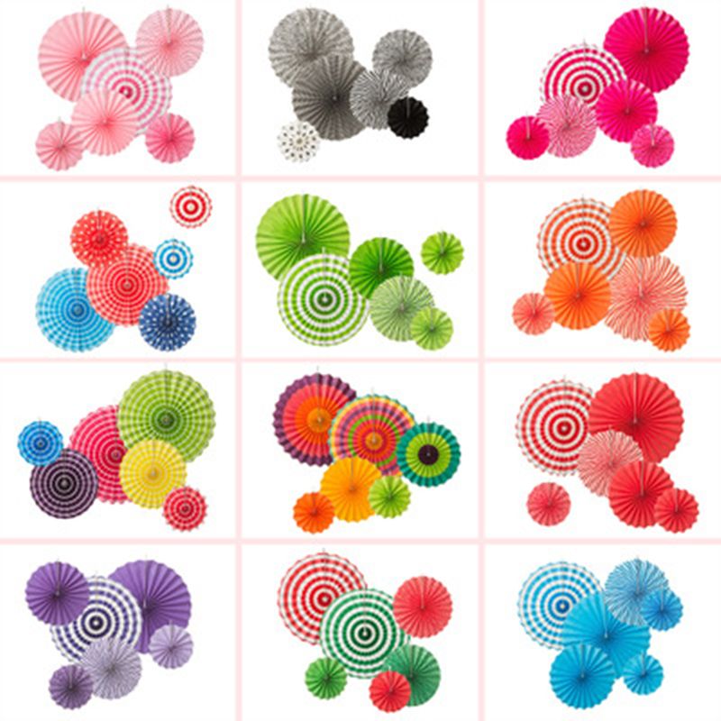 6pcs Colorful Craft Diy Paper Fan Hanging Party Decor Tissue Pinwheel For Birthday Engagement Bridal Shower Supplies