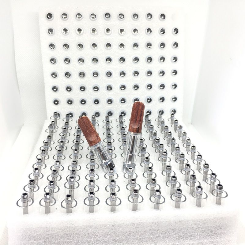 NEW Wooden Drip Tip Vape Cartridge Empty Vaporizer Pen Cartridges Glass