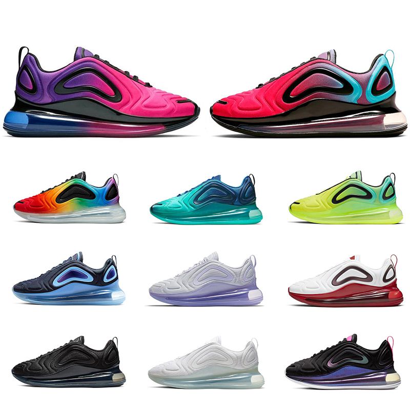 2019 Laufschuhe Männer Frauen Be True Pride TRIPLE BLACK Sonnenuntergang Universität Rot Blau Mode Trainer atmungsaktive Sportschuhe Großhandel Nike Air Max Airmax 720 Neue Schuhe Voll Gepolsterte Männer Frauen Neon Dreifach Schwarz Carbon Grau Sonnenuntergang Metallic Silber