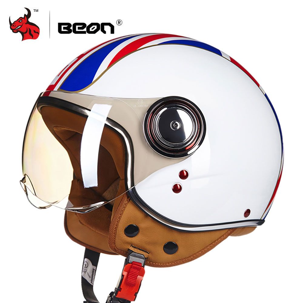 Acheter Beon Retro Moto Casque Vintage 34 Visage Ouvert Scooter