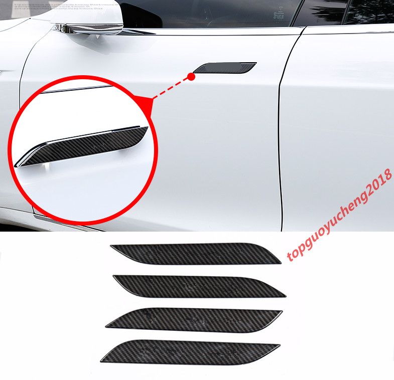 4pcs Carbon Fiber Style Side Door Handle Cover Trim For Tesla