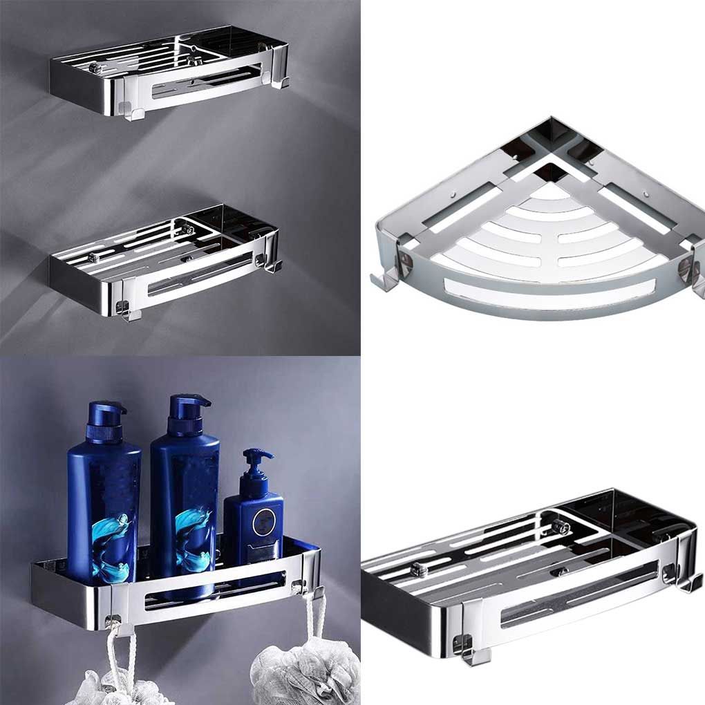 Wall Mount Bathroom Shower Gel Storage Rack Wash Supplies Organizer Shelf Kit