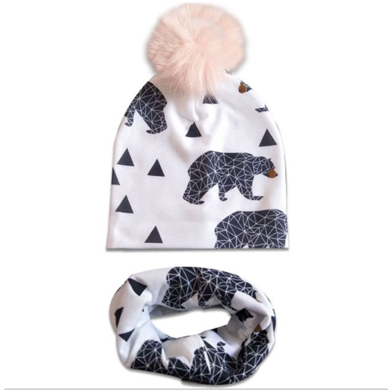 Acheter 2019 Bébé Chapeaux Enfants Casquettes De Dessin Animé Hiver Chapeaux Chaud Cap Foulard Ensemble Pompon Boule Ins Reniformes Bonnet Tigre Arbre Panda