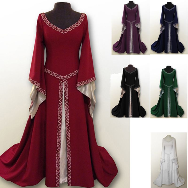 Women Sexy Off The Shoulder Medieval Dress Female Floor Length Vintage ...