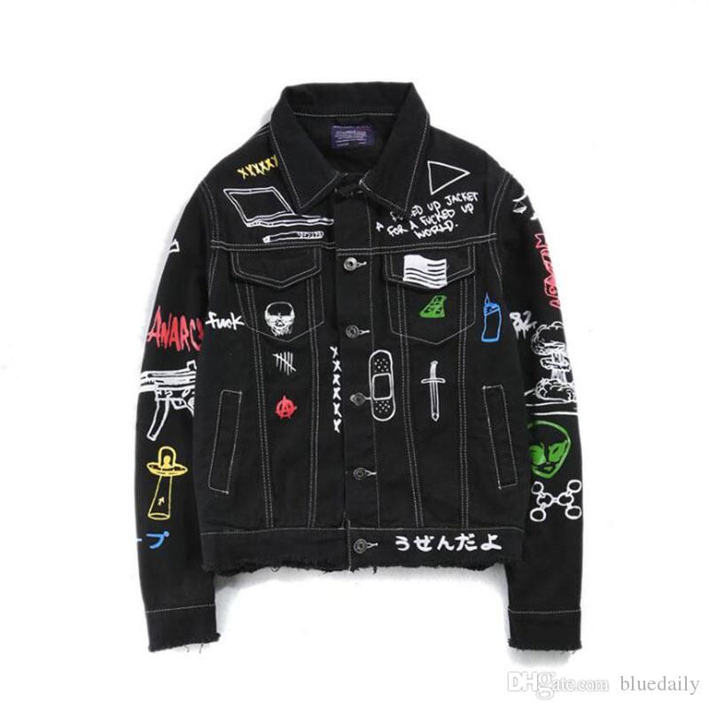 printed jeans jacket