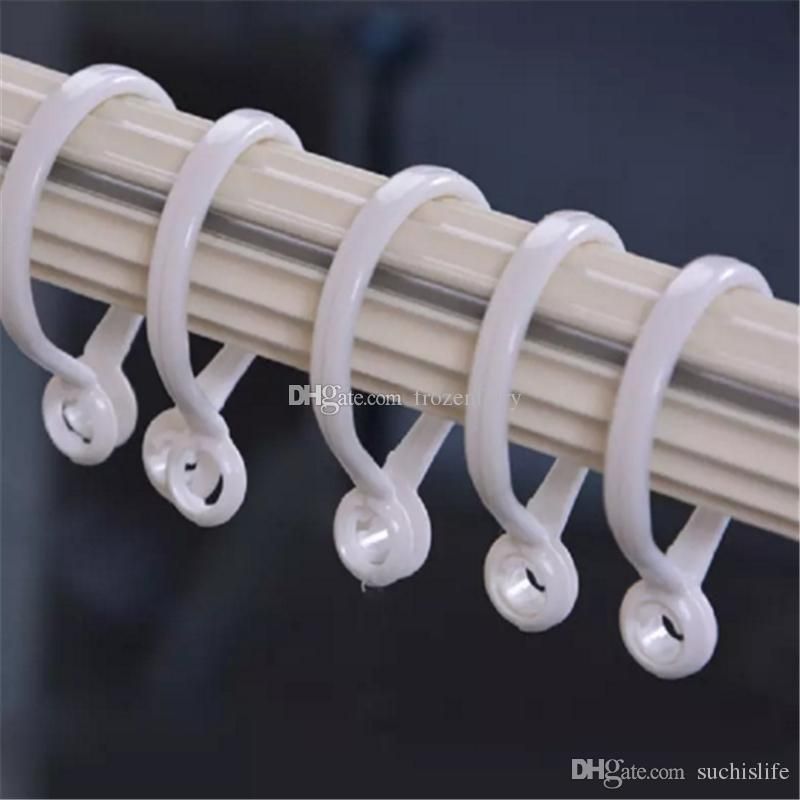 2019 New Curtain Poles Shower Rod Hook Hanger White Color Plastic