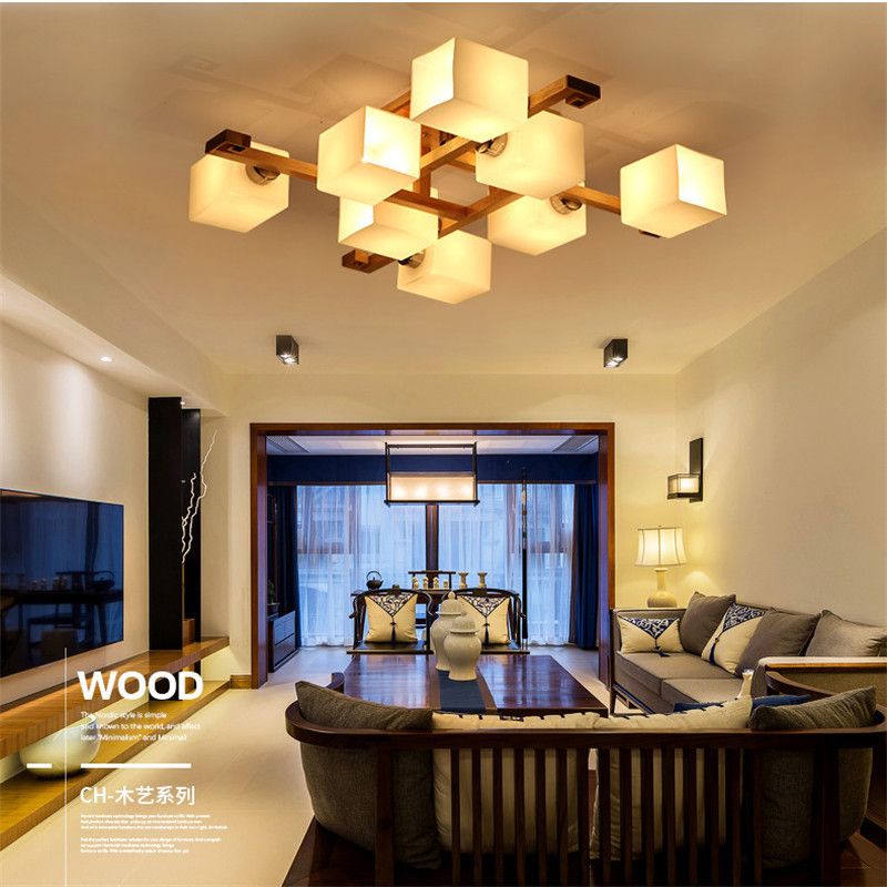 Großhandel Nordic Holz Deckenleuchten Für Wohnzimmer LED Modern
