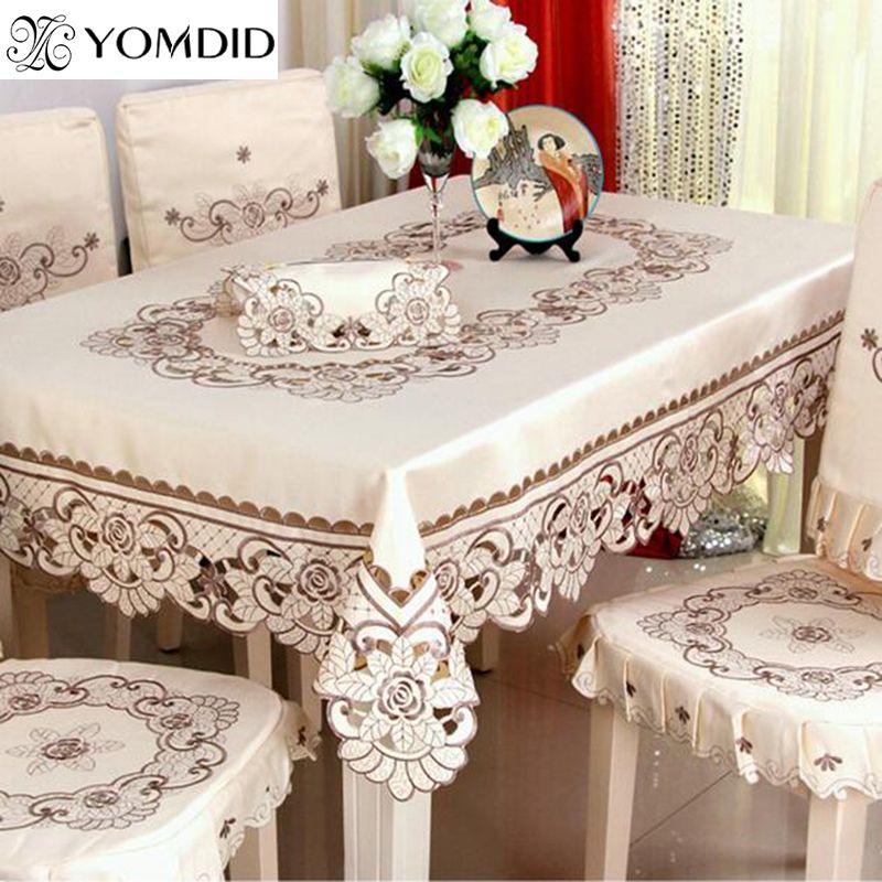 Embroidered Table Cloth Dining Wedding Fl Rectangular Tablecloth For Home Hotel Round And Square