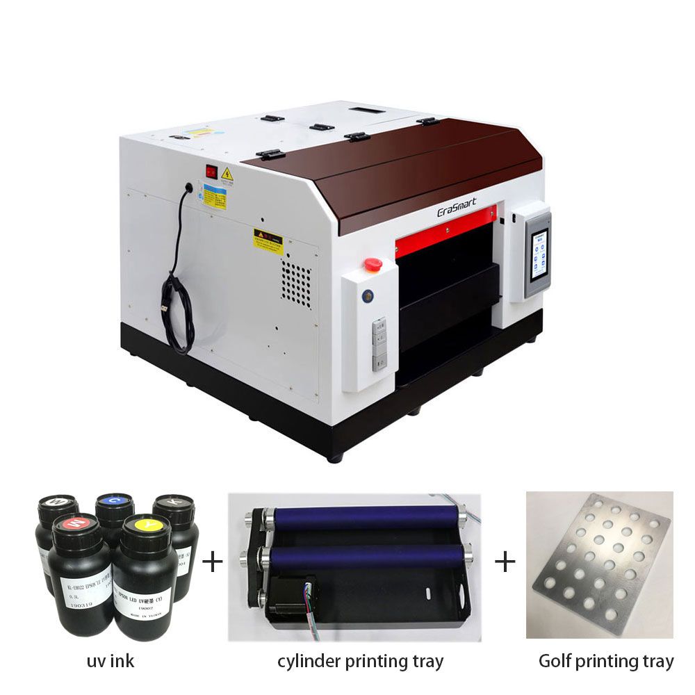 EraSmart Led Flatbed UV Printer UV Golf Ball Printer A3 UV Cylinder