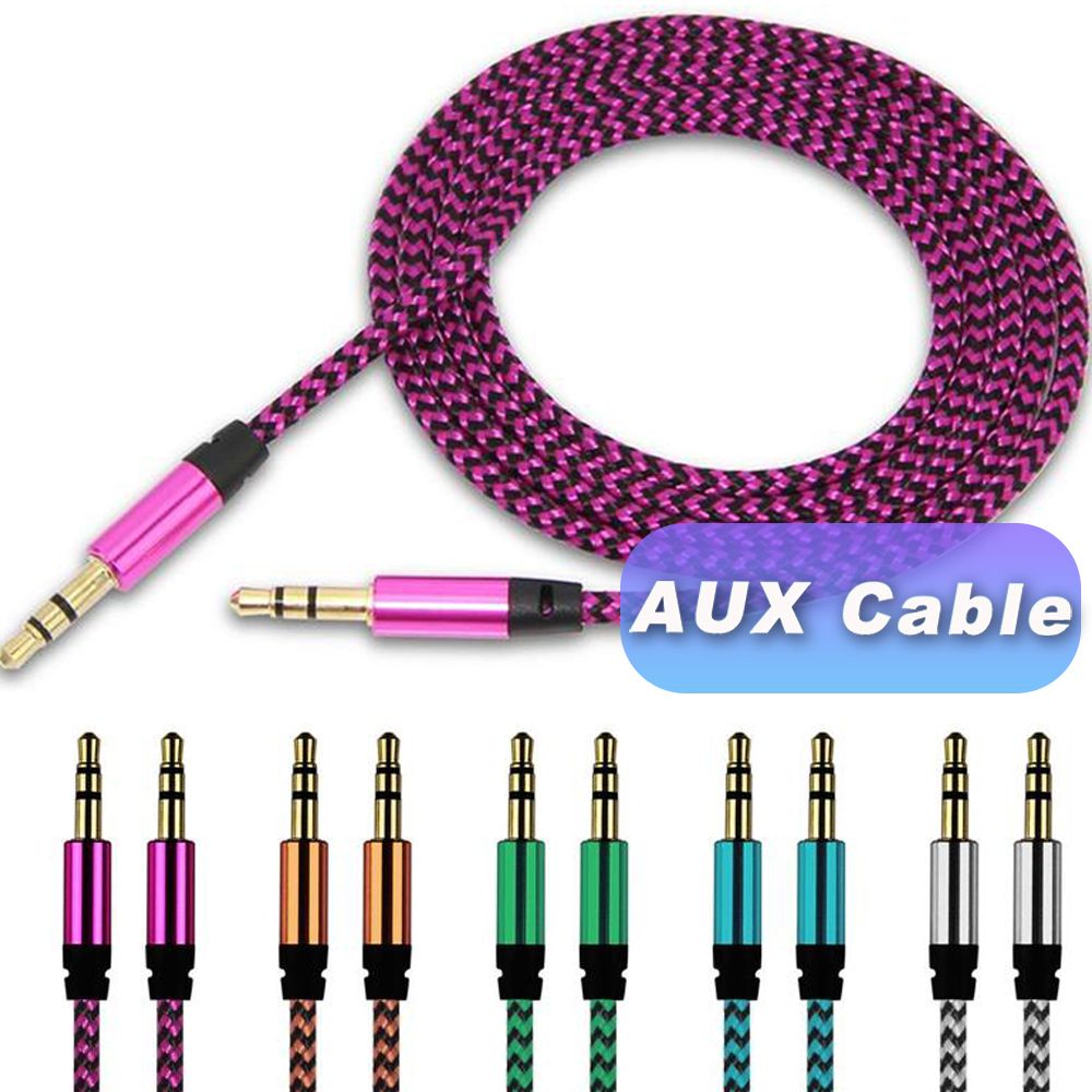 3.5mm Male Braided Stereo Audio Auxiliary AUX Cable Cord For Car Phone MP3-3ft