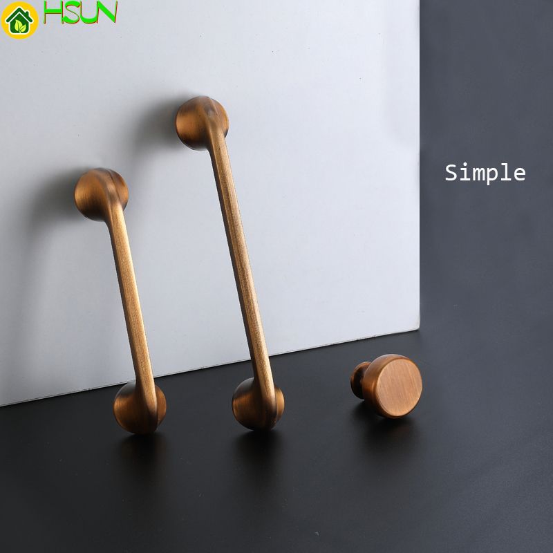 2pcs Zinc Alloy Yellow Bronze Cabinet Handles Kitchen Cupboard Door Pulls Drawer Knobs Fashion Furniture Long Handle Hardware