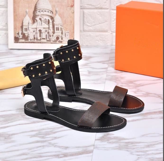 2019 New Sandals Summer Casual Flat Sandals Luxury Ladies Canvas Gladiator Style Party Sexy ...