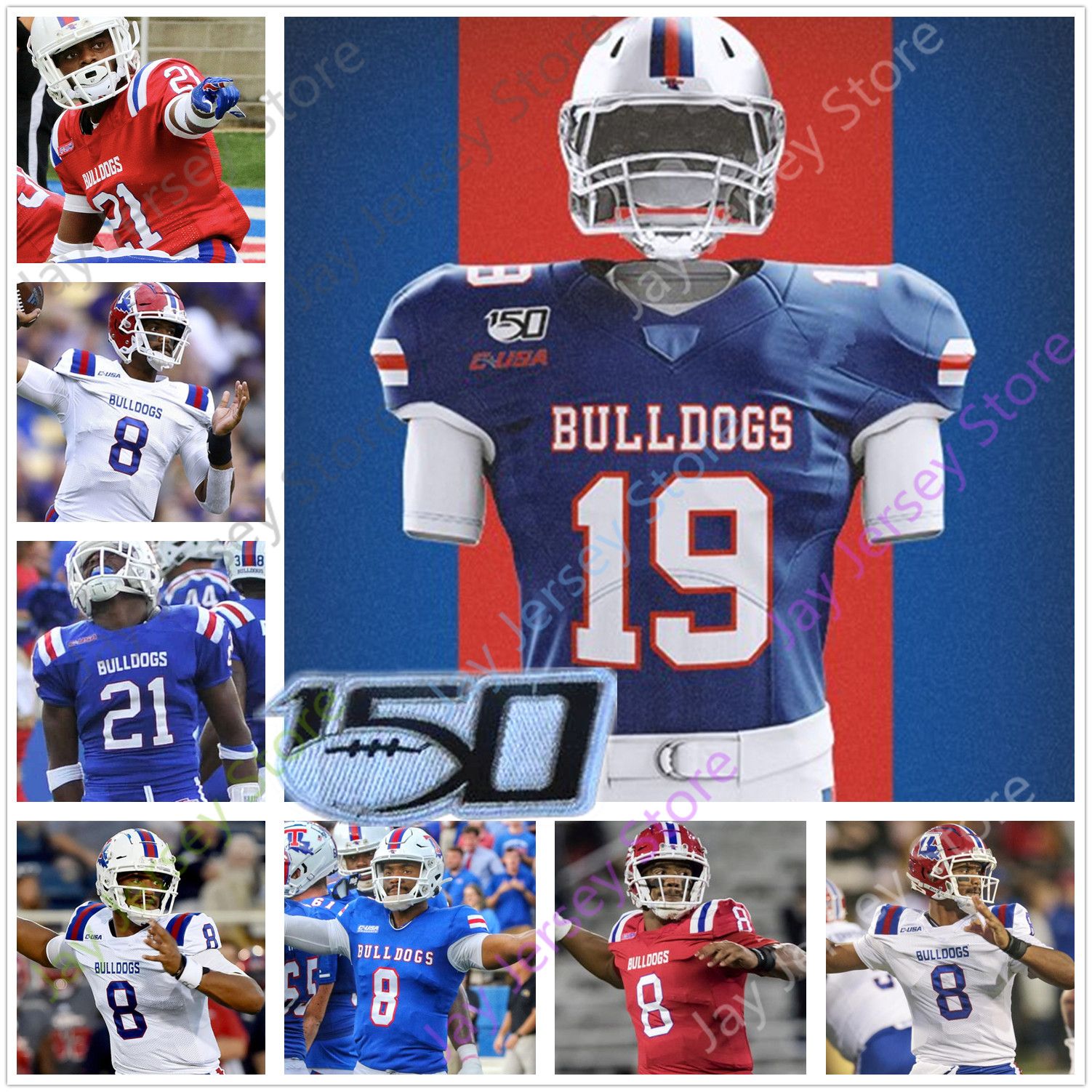 2020 Custom Louisiana Tech Football Jersey Bulldogs College J'Mar Smith