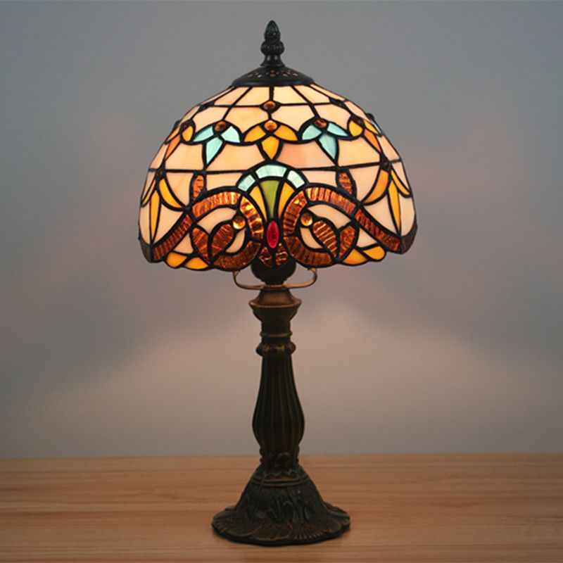 2020 8 Inch Small Baroque Desk Lamp European Bedside Table Lamp Stained