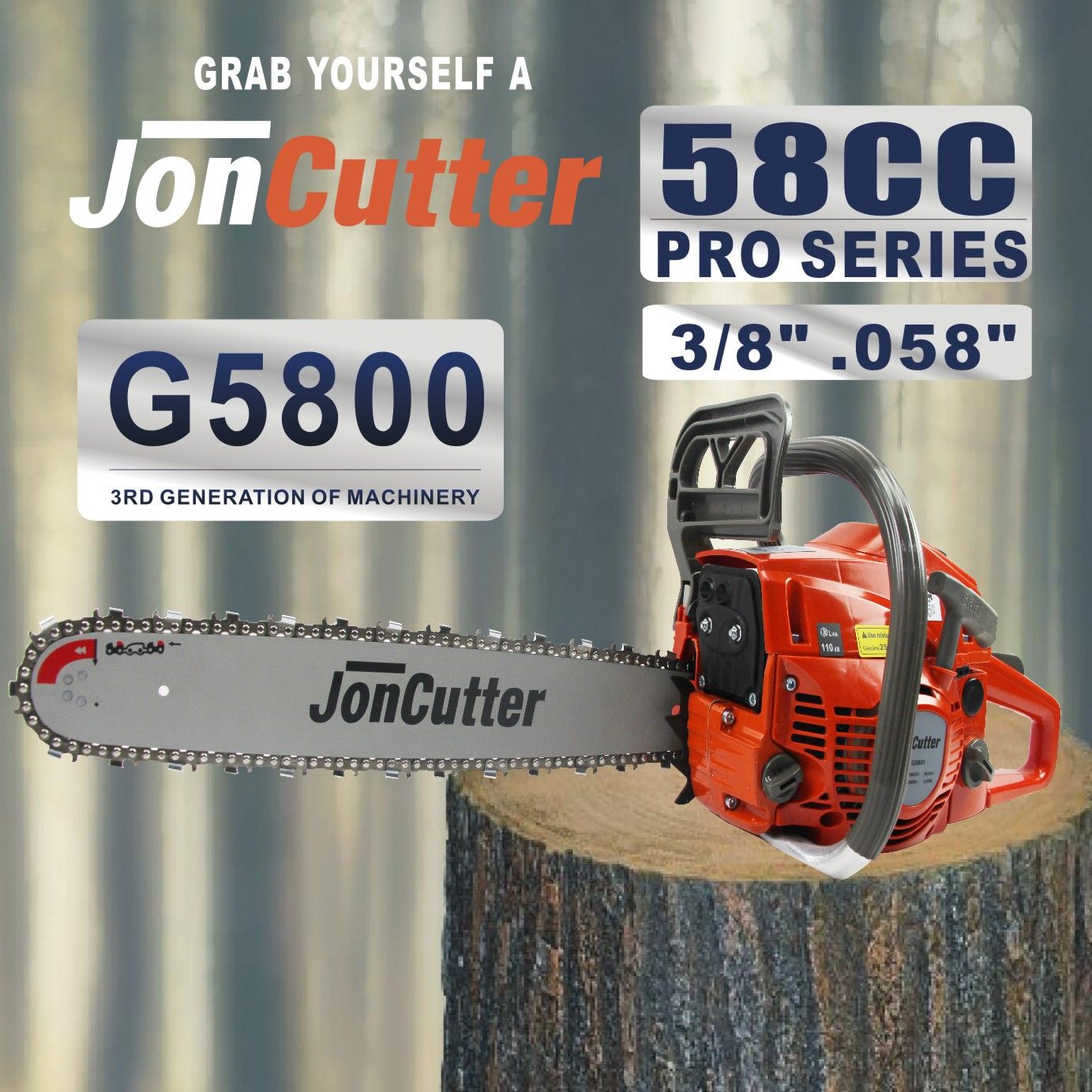 2019 Farmertec Made 58cc JonCutter G5800 Gasoline Chainsaw Power Head