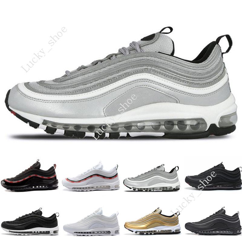Barato Caliente Nuevo 97 OG QS Tripel Blanco Negro Metálico Oro Plata Bullet PRM WHITE 3M Premium para hombre Zapatillas de running para Hombres Barato Caliente Nuevo 97 OG QS Tripel Blanco Negro Metálico Oro Plata Bullet PRM WHITE 3M Premium para hombre Zapatillas de running para Hombres