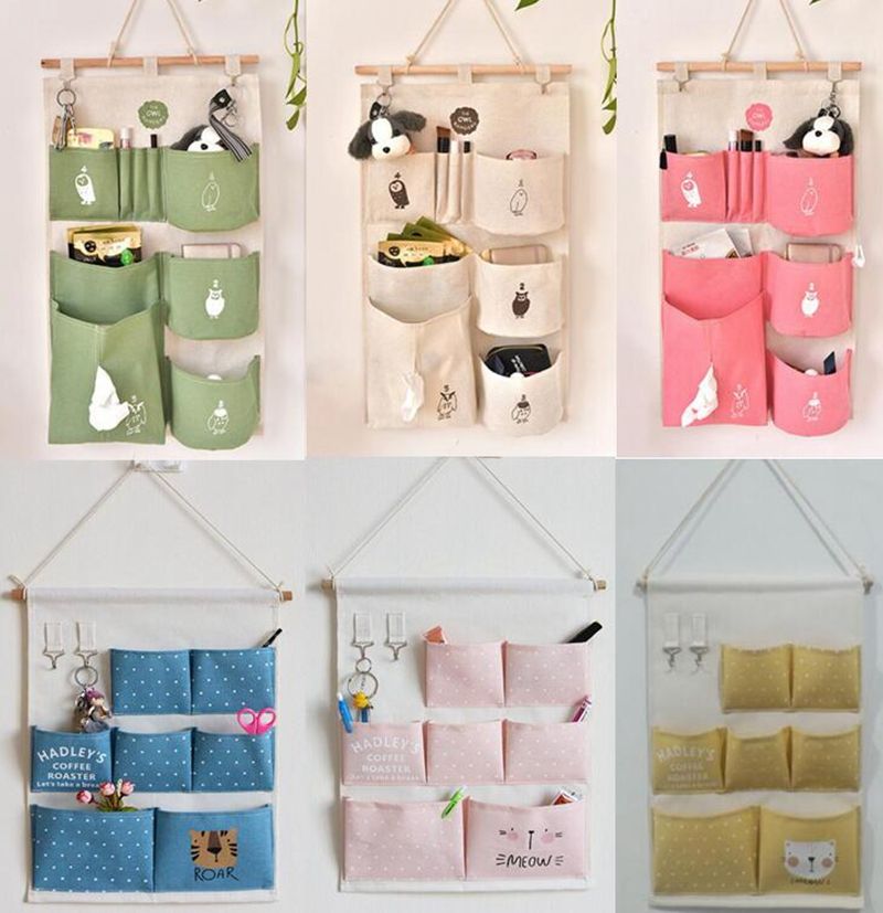 Wall Door Closet Hanging Storage Bags Pockets Portable Household Cloth Pouch For Small Items