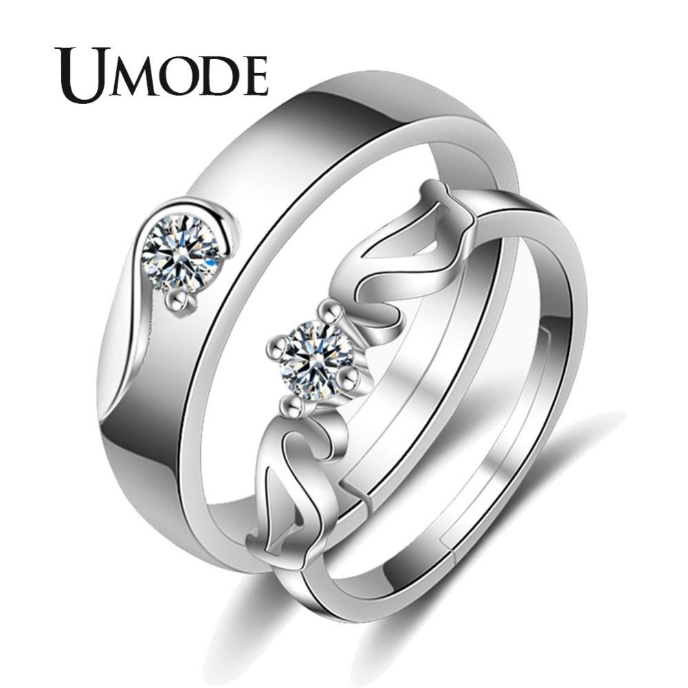 Plata Anillo De Boda Compromiso Eternidad Mens damas Cubic Zirconia Piedra de Cristal