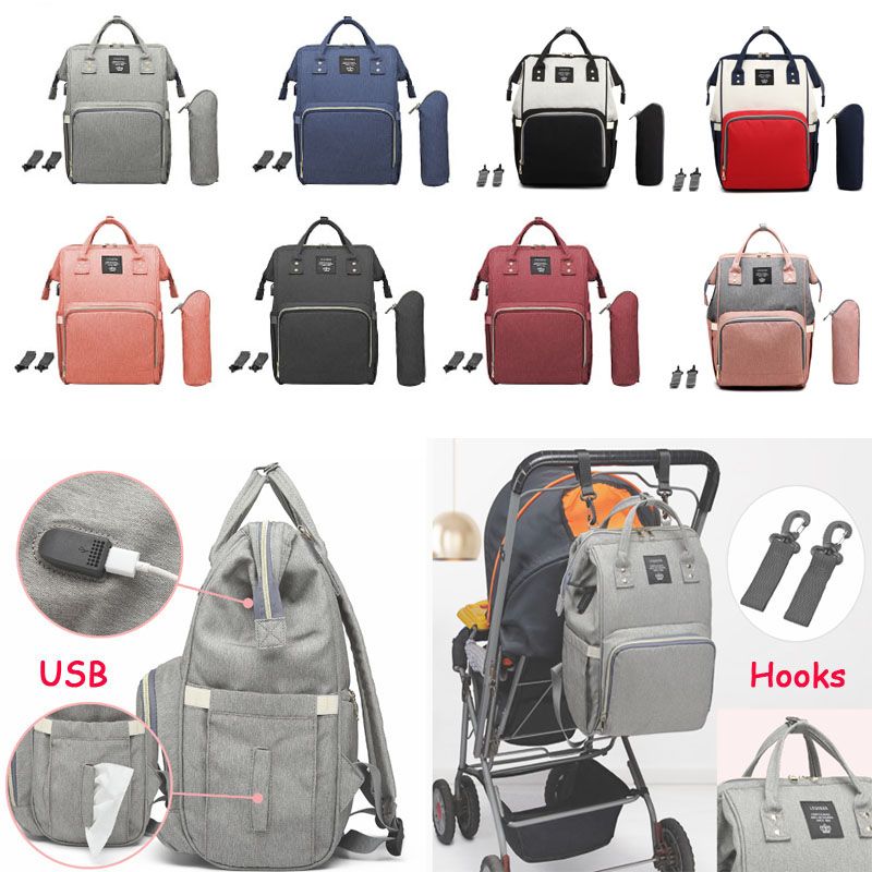 Baby Diaper Nappy Backpack Maternity Large Capacity Mummy Bag USB Charging Port