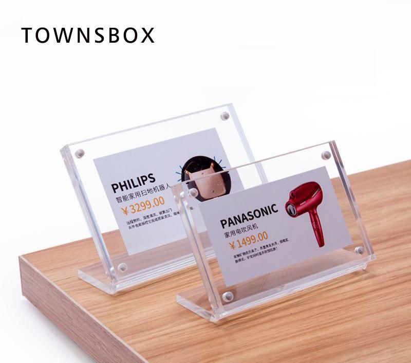 L Acrylic Photo Frame Black Clear Small Paper Desk Table Sign Holders Info Data Card Label Cover Tag Display