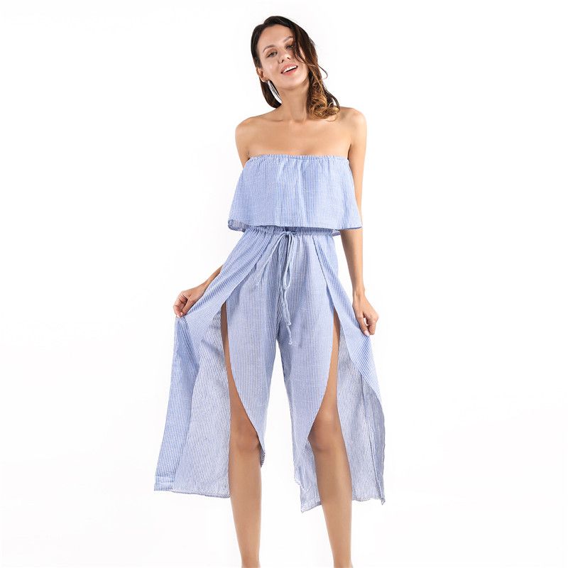 2019 Rompers Womens Jumpsuit 2019 Summer Sexy Slash Neck Off Shoulder Ruffles Playsuit Casual