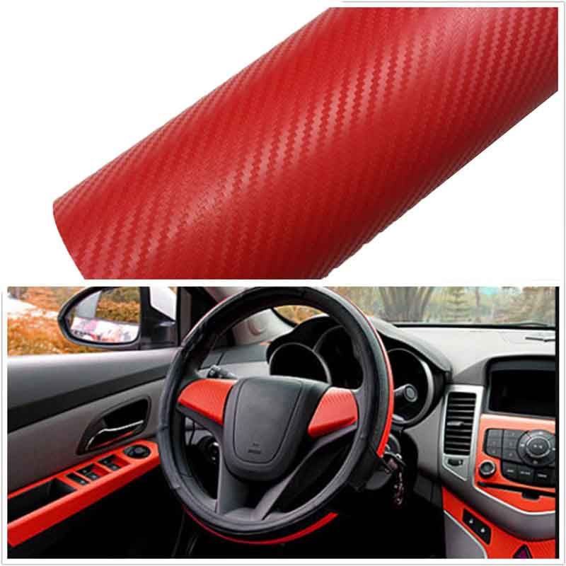 2021 3D SUV Car Accessories Interior Panel Red Carbon Fiber Vinyl Wrap