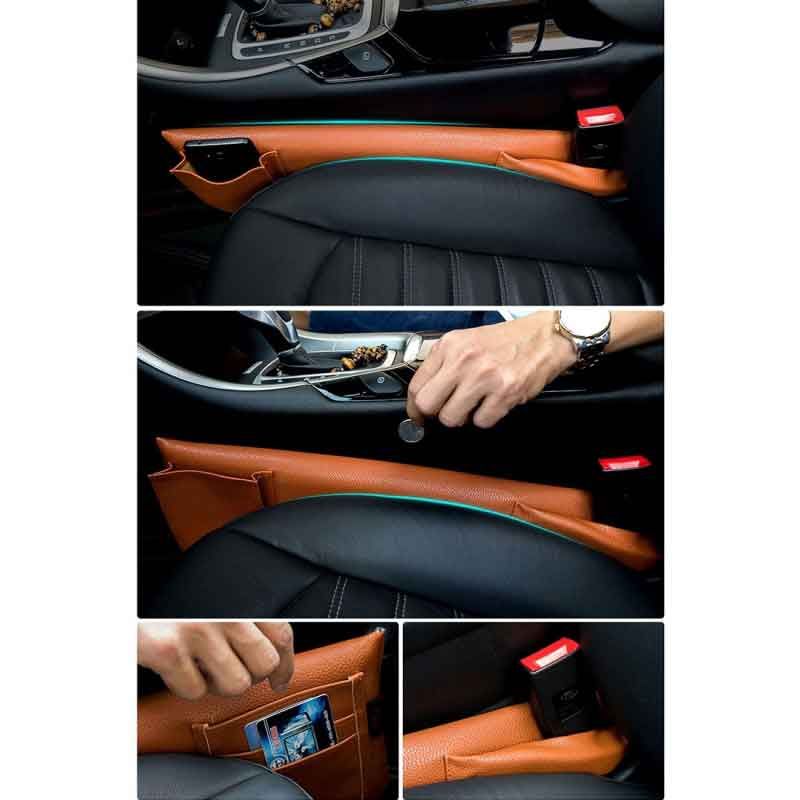 2pcs Universal Car Seat Catcher Gap Console Filler Side Pocket Organizer Leak Proof Crevice Storage Bags