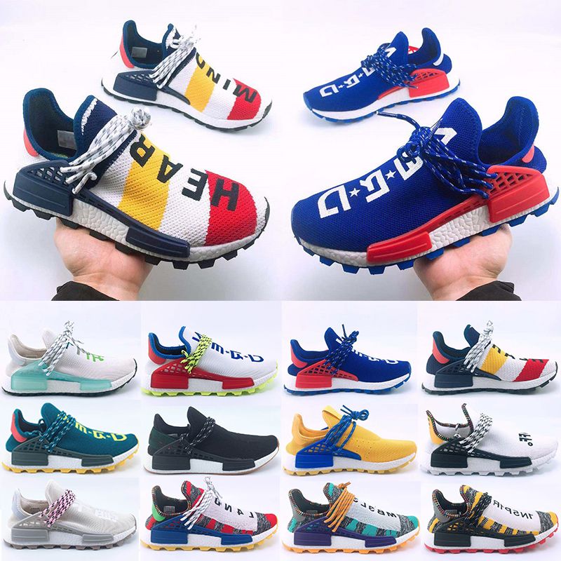 2020 New Arrival Human Race Hu Trail Running Shoes Men Women Pharrell Williams Yellow Noble Ink 