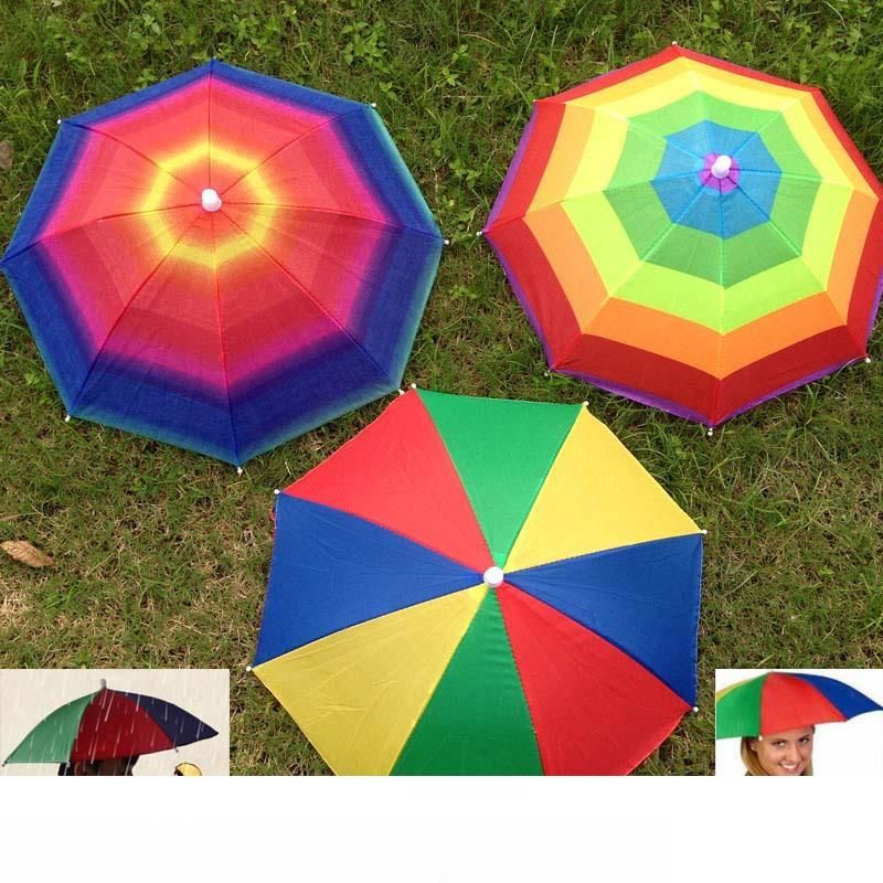 Best And Cheapest Umbrellas Foldable Sun Rainbow Umbrella Hat Outdoor