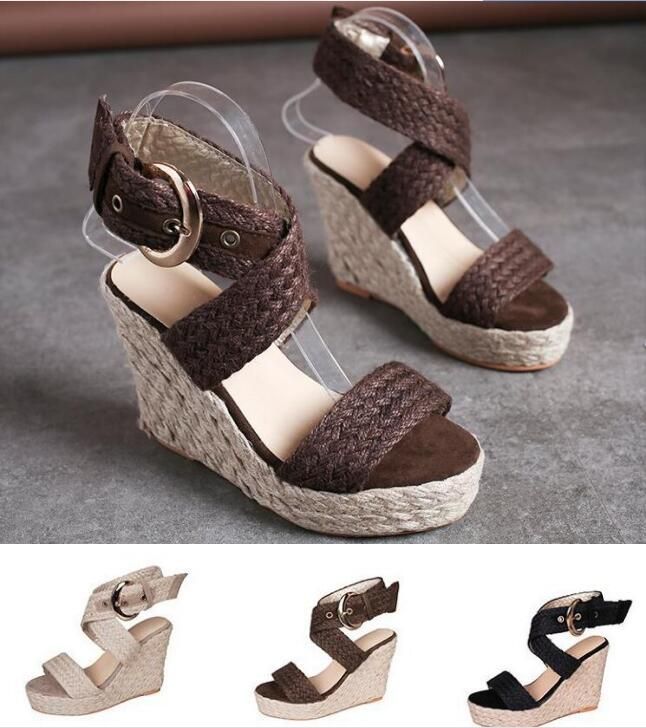 Épaisse En 35 À Muffin Des Tressée 43 Compensée Taille Pour Croisée Paille Avec Sandales Ficelle Grande Femmes Talons b6gvIf7Yym