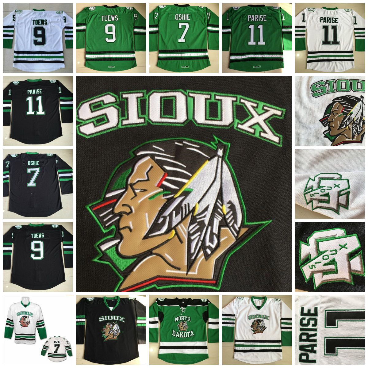 2019 Mens North Dakota Fighting Sioux College Hockey Jerseys 9 Jonathan Toews 11 Zach Parise 7