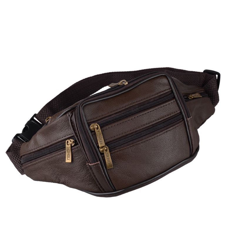 Business Travel Men Bags Genuine Sheepskin Leather Bag Waist Bag Fanny Pack Phone Wallet Waist ...