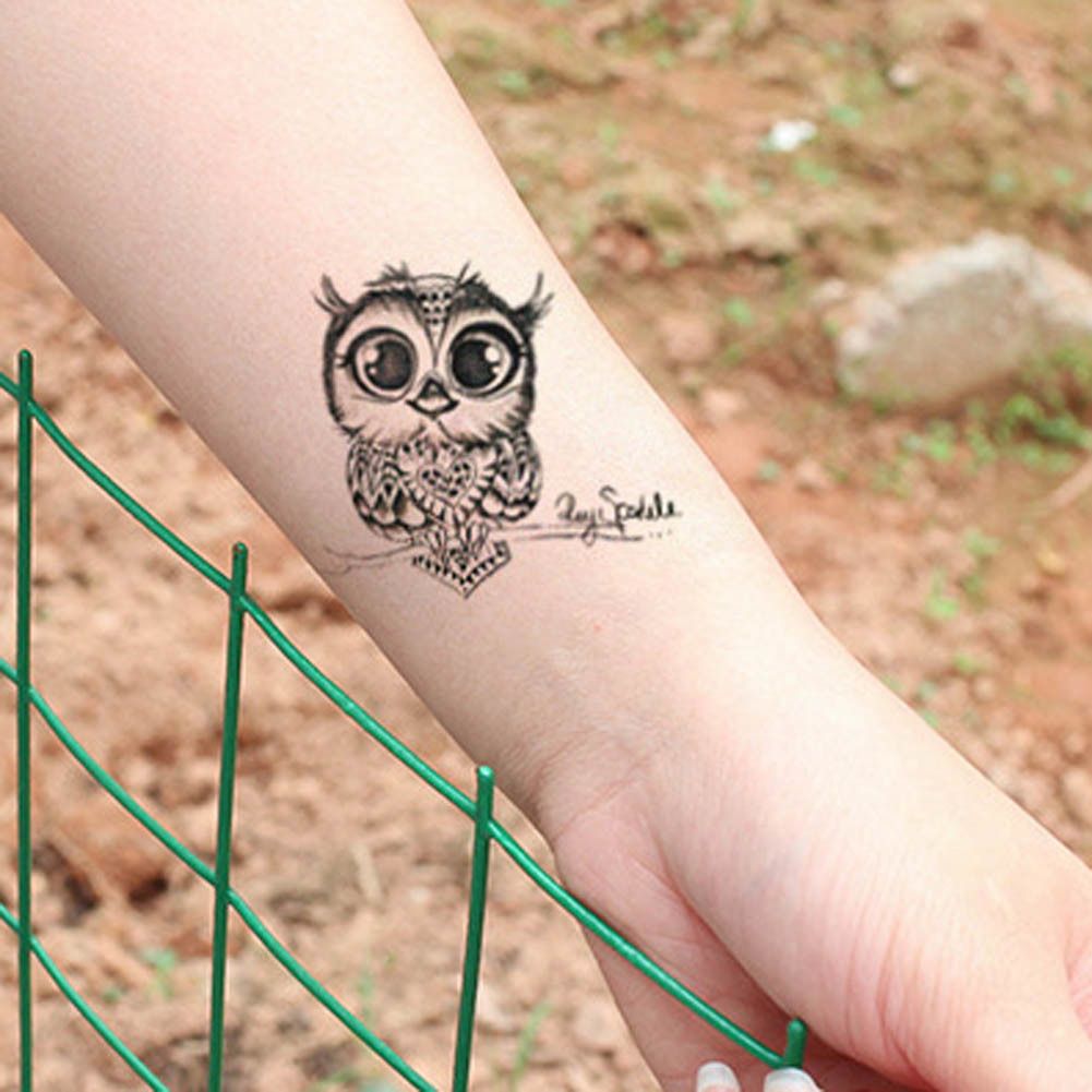 1 Unid Lindo Búho Brazo Transferencia Falsa Tatuaje Sexy Grandes