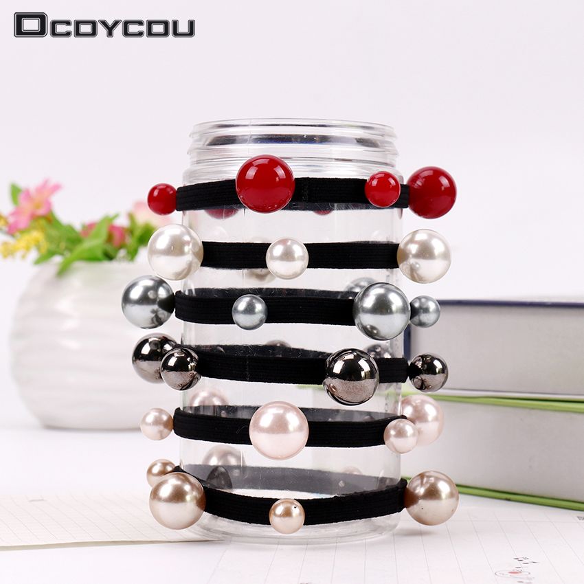 Women Hair Accessories Seamless Pearls Beads Headbands Ponytail