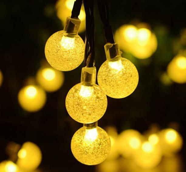 Warm White 30 Leds Bubble Ball Outdoor String Lights Solar Power Coloured Lantern Decorative Lighting Indoor Garden Home Wedding