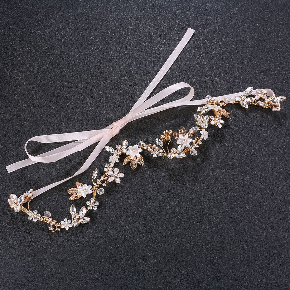 Alloy Water Creative Flower Bride Wavy Hairband Drill Headdress