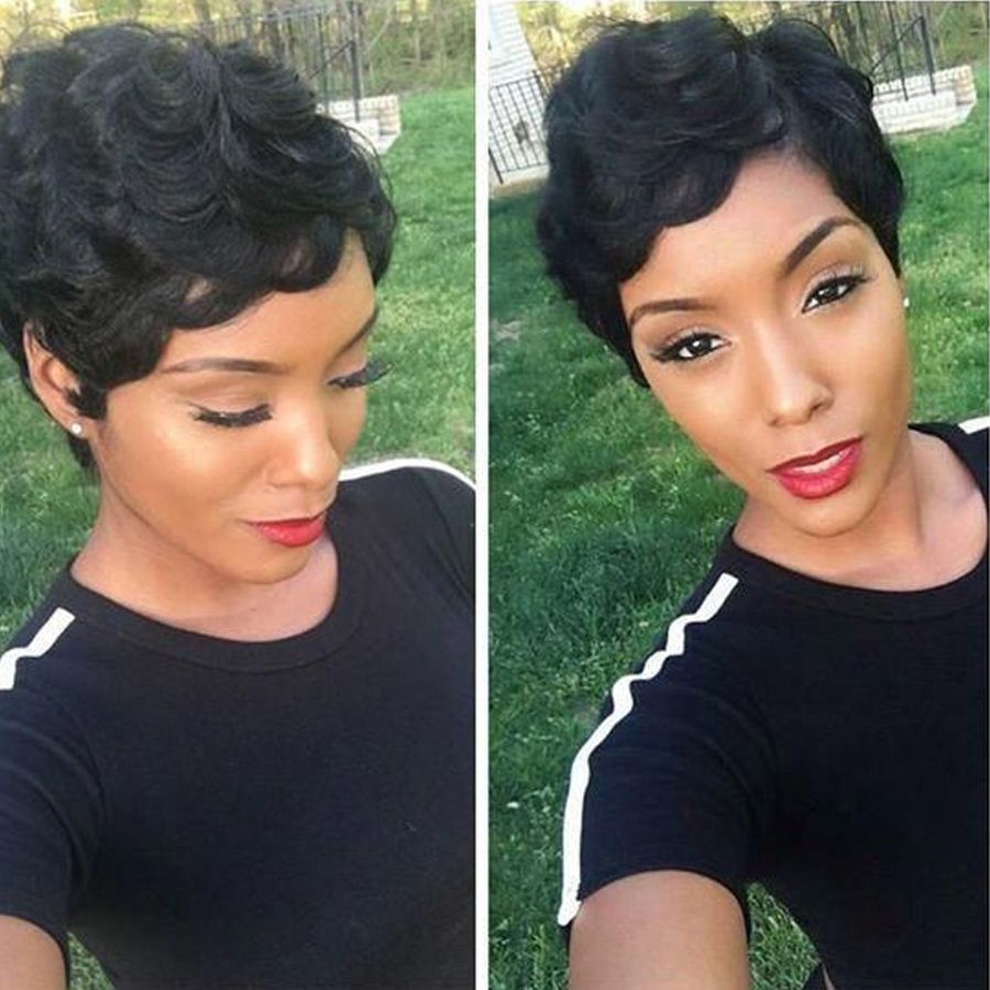 short finger wave retro style wig short pixie cut wig 1920 s flapper  hairstyles for american african women cosplay black free shipping