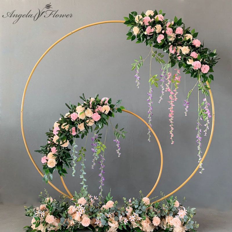 2020 Wedding Arch Wrought Iron Round Ring Arch Artificial Flower Decor