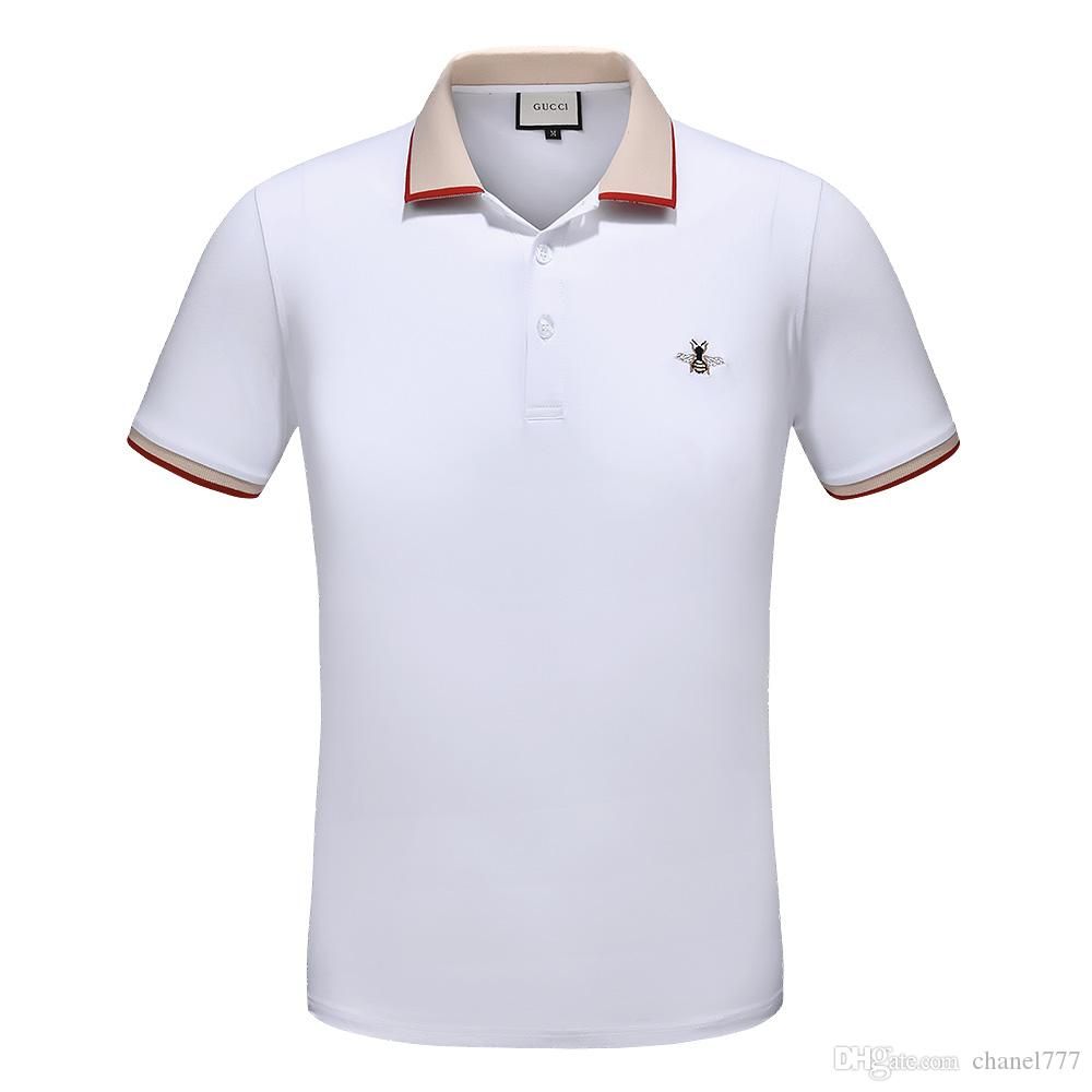 KANYE WEST High street Italy designer polo shirt Fashion Luxury Brand t shirts mens Casual Cotton Bee Embroidery applique