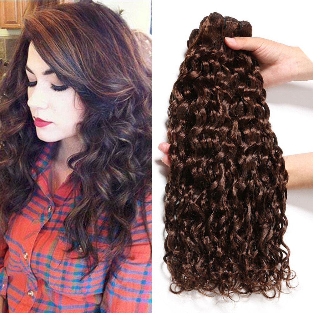 2020 Dark Brown Brazilian Human Hair Weave Bundles Wet And ...