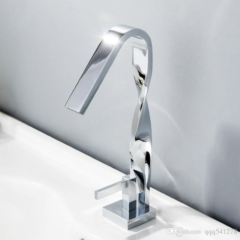 Twist Bathroom Sink Faucet Basin Chrome Brass Crane Water Mixer Single Handle Tap Torneira